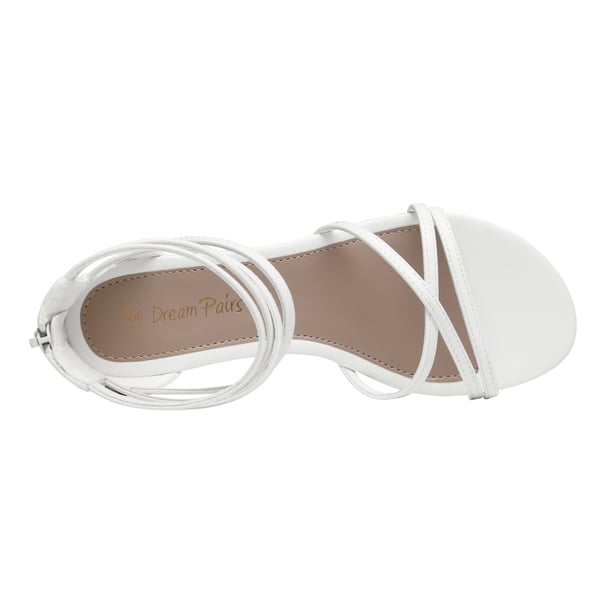 Ankle Strap Classic Low Wedge Sandals - WHITE PU - 4